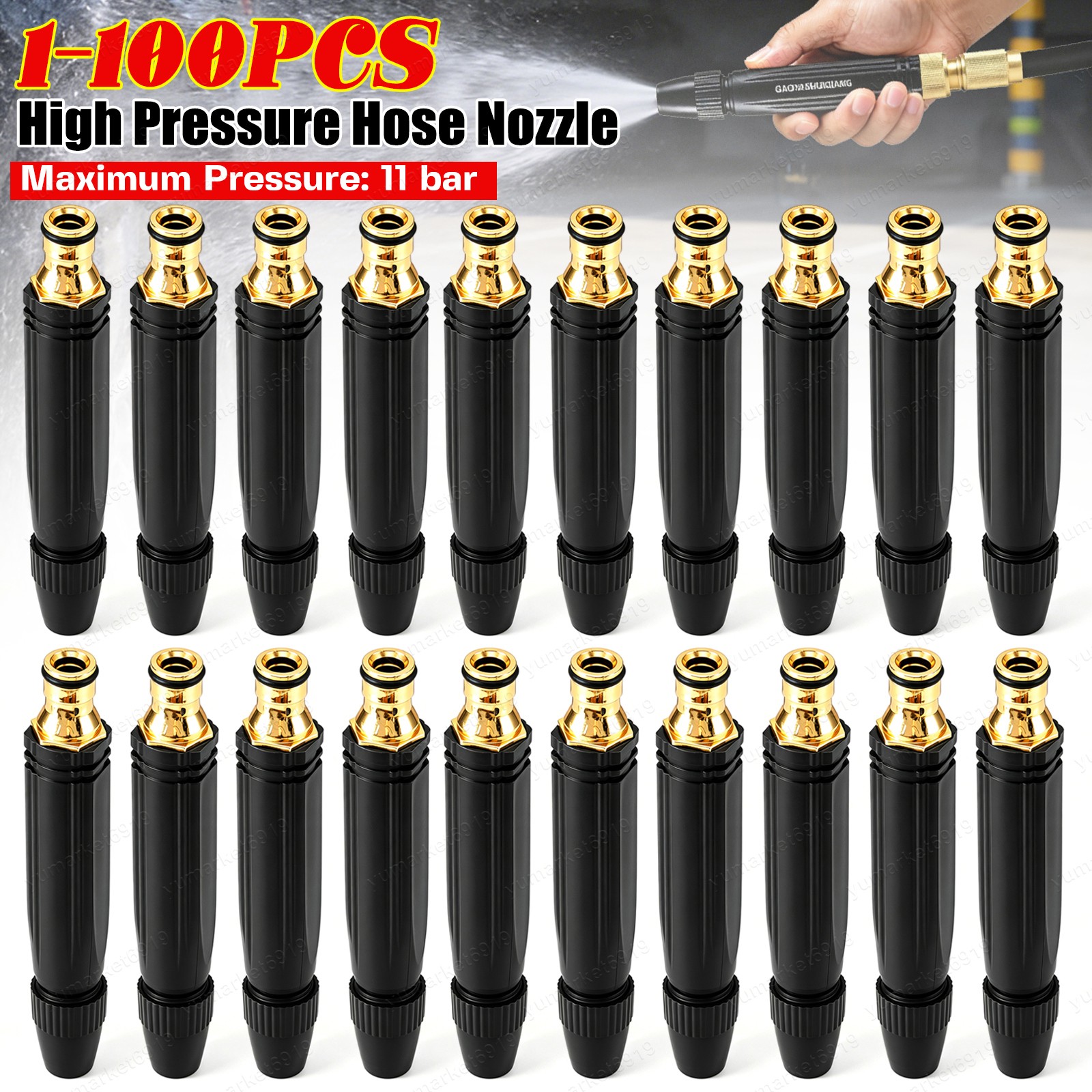11Bar High Pressure Hose Nozzle Water Gun Car Wash Garden Pressure Booster Lot