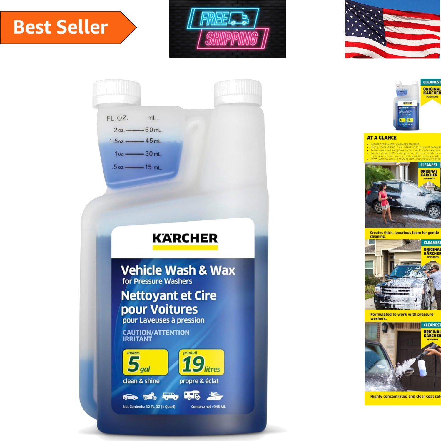 Karcher Car Wash & Wax Soap for Pressure Washers Up to 5 Gallons