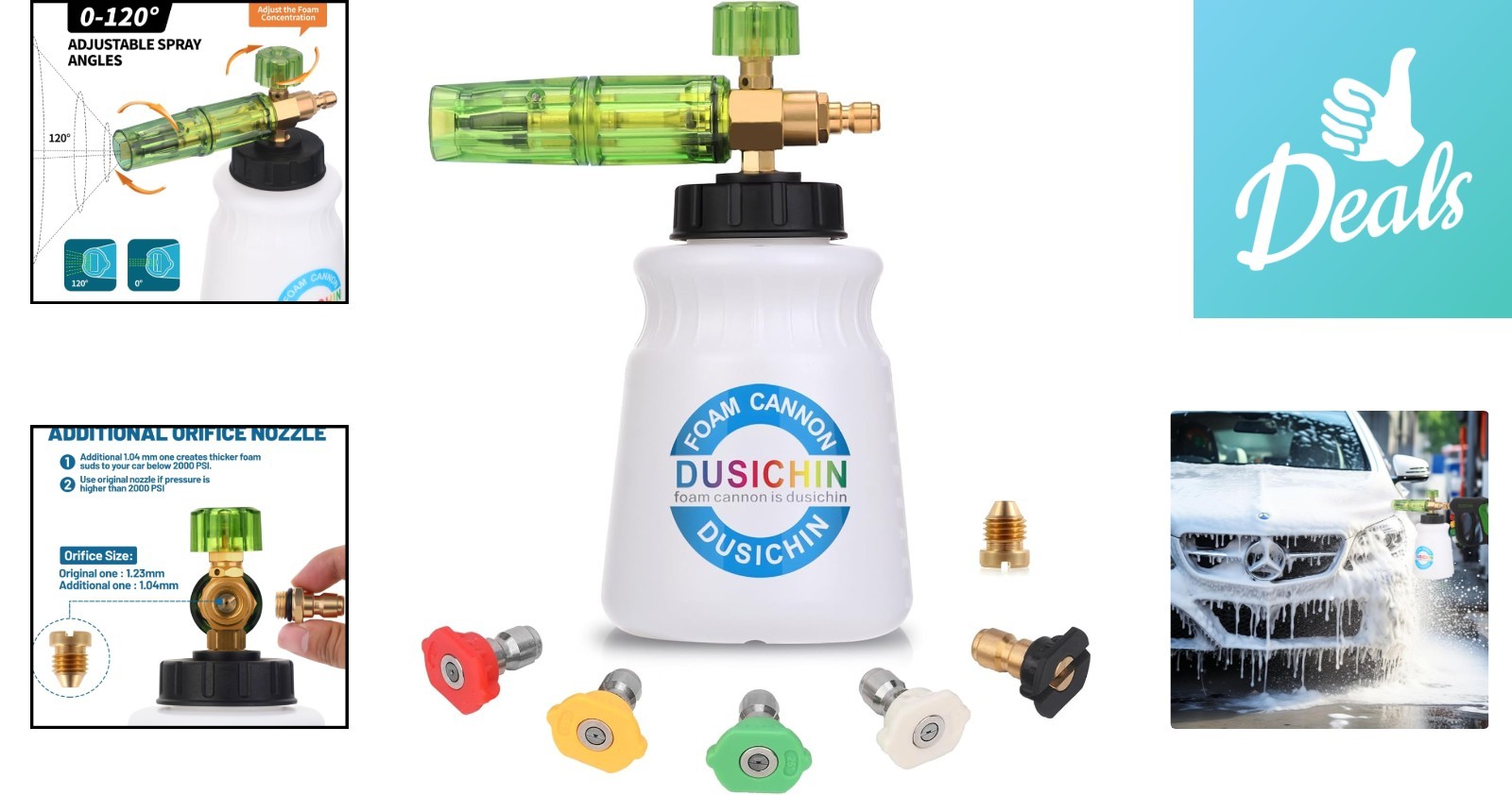 Heavy-Duty Adjustable Foam Cannon with 5 Nozzles – Ideal for Car Enthusiasts