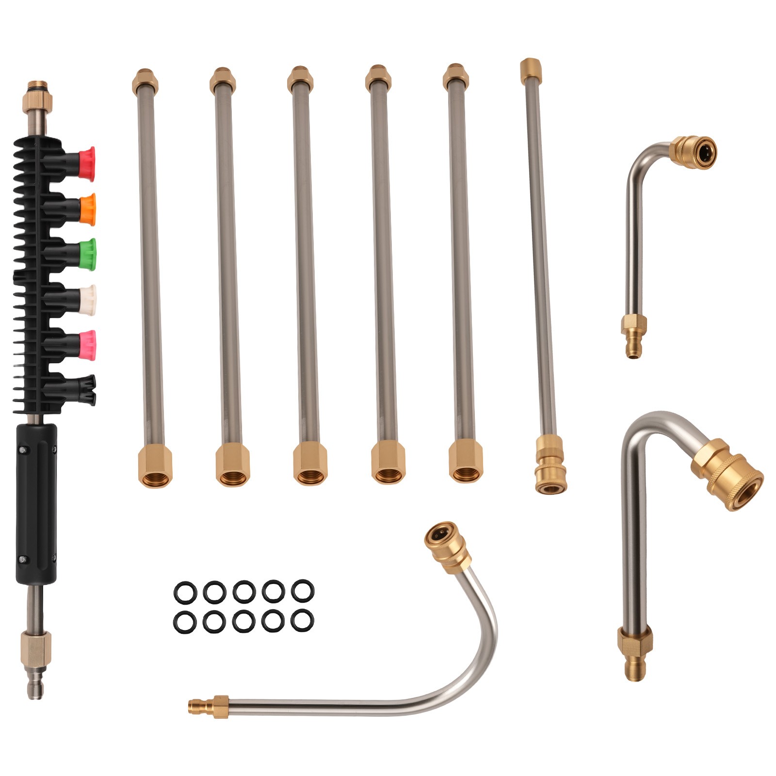 Pressure Washer Extension Wand 15in 7pcs Brass 4000PSI 30° 90° U Shape Wand 3