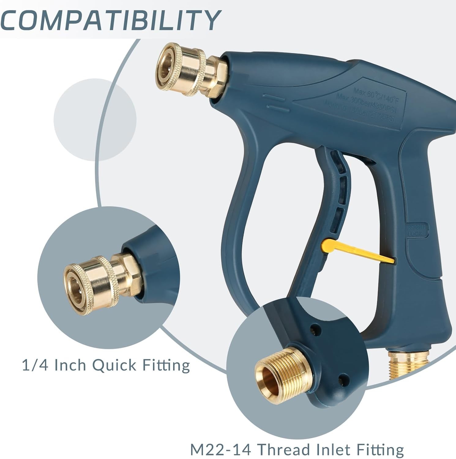 Durable High Pressure Spray Gun 3000 PSI with Locking Handle & Quick Connector