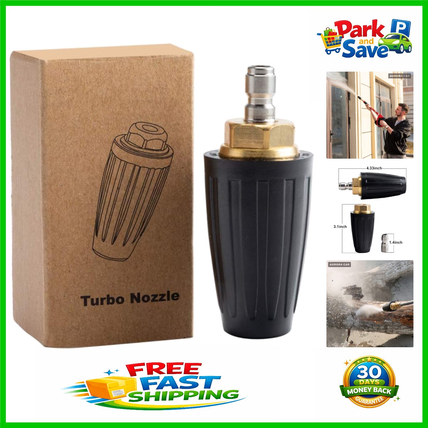 Turbo Nozzle for Pressure Washers – 4000 PSI Rotating Spray for Heavy Cleaning