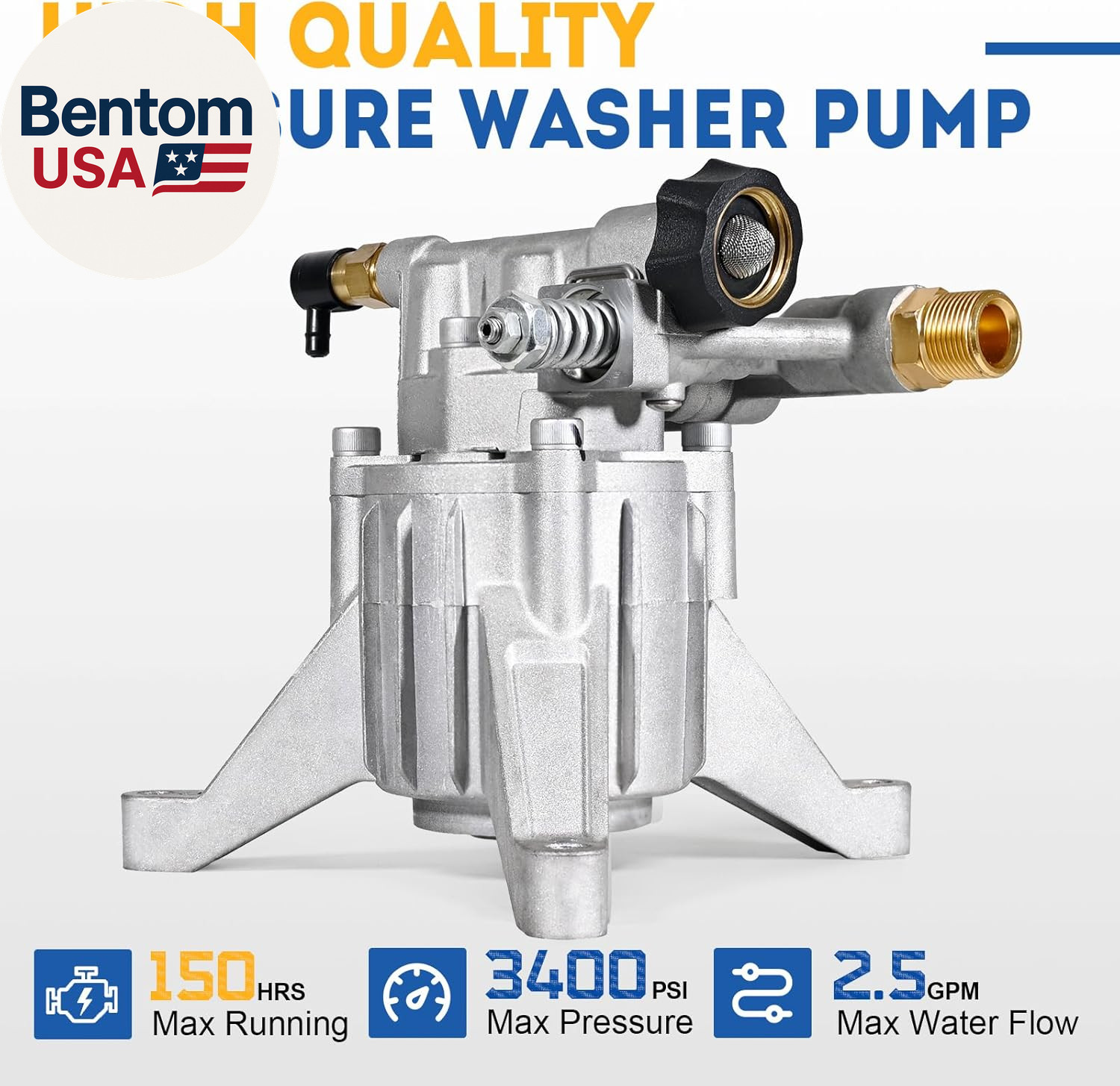 7/8″ Shaft Vertical Pressure Washer Pump – Rear Inlet/Outlet Max 3400 PSI @ 2.5