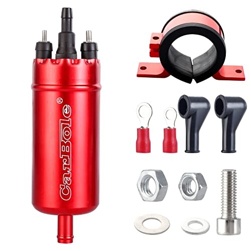 External In-Line Fuel Pump: 116 PSI High Pressure Universal 12V Electric Red