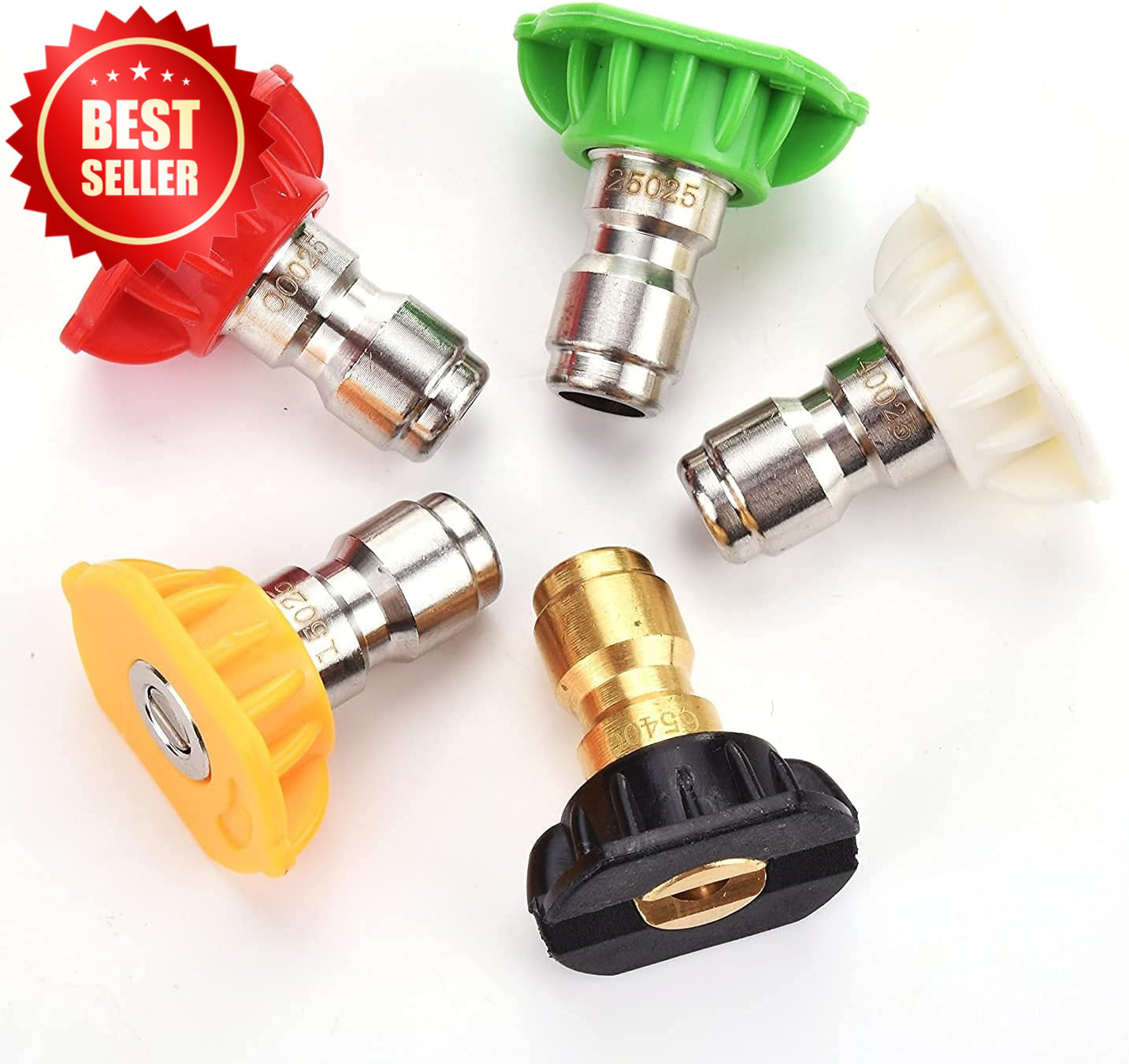 5 Pack Pressure Washer Spray Nozzle Tips 1/4 IN 2.5 GPM Multiple Degrees US
