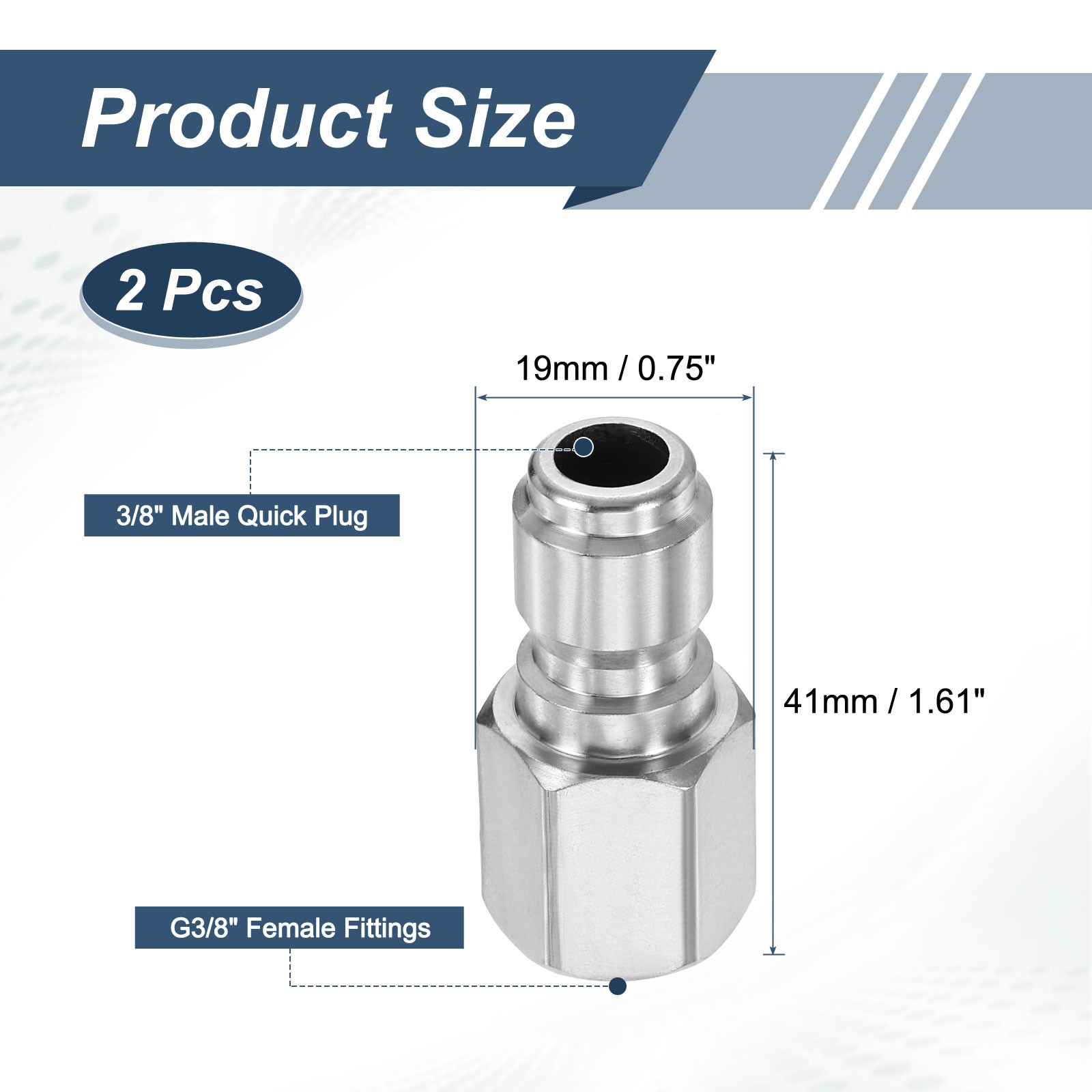 2Pcs Pressure Washer Adapter, 3/8″ Male Quick Plug to G3/8″ Female Fittings