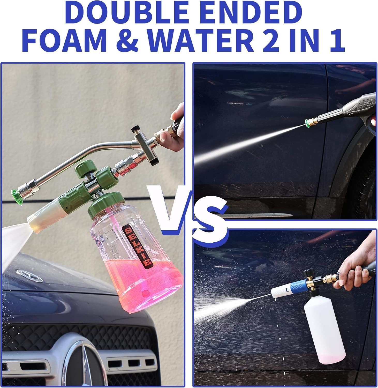 Foam Cannon with Dual Tip Attachment, Adjustable Pressure Washer Foam Blaster