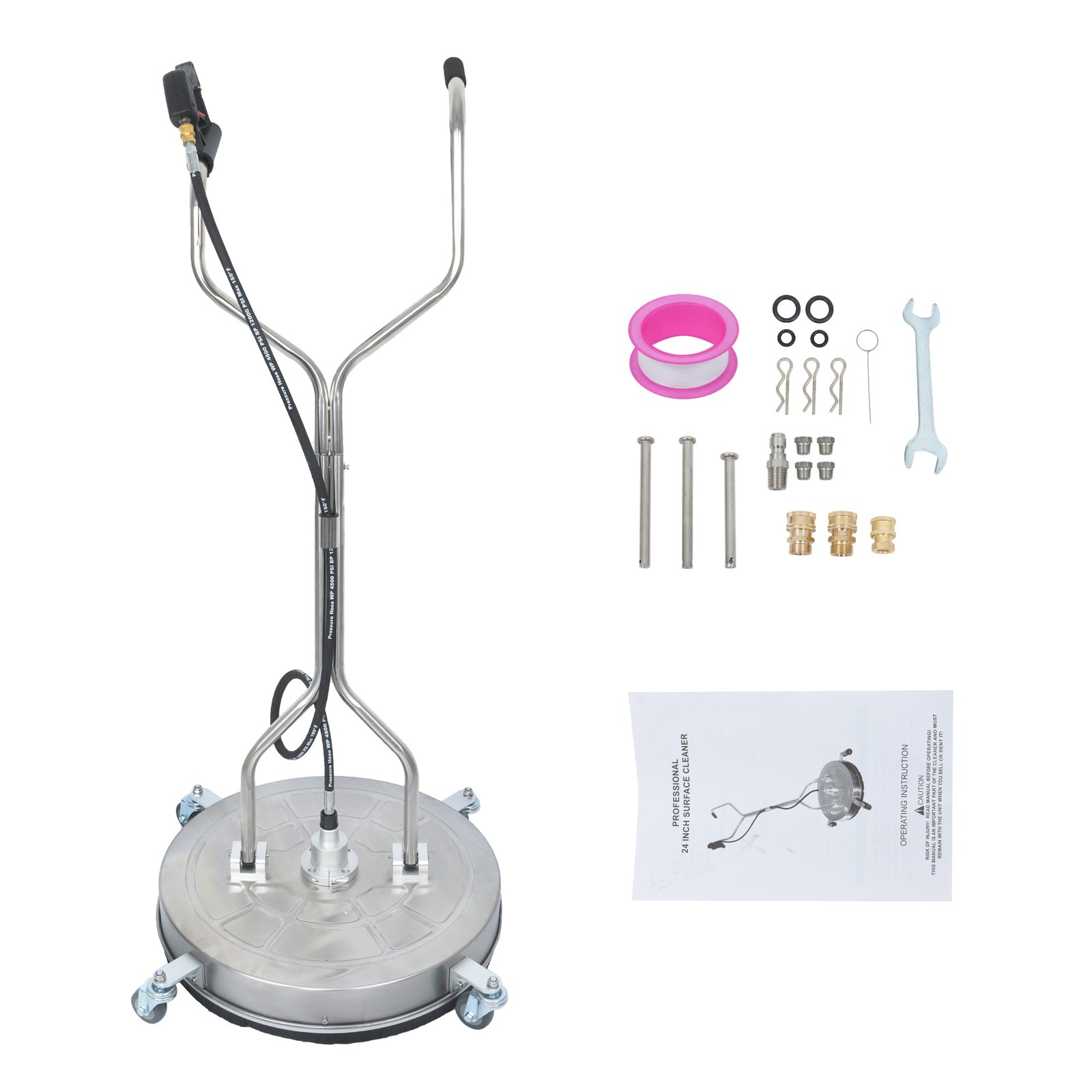 Pressure Washer Surface Cleaner 24″ 4000 PSI w/ Handles & Wheels Quick Connect