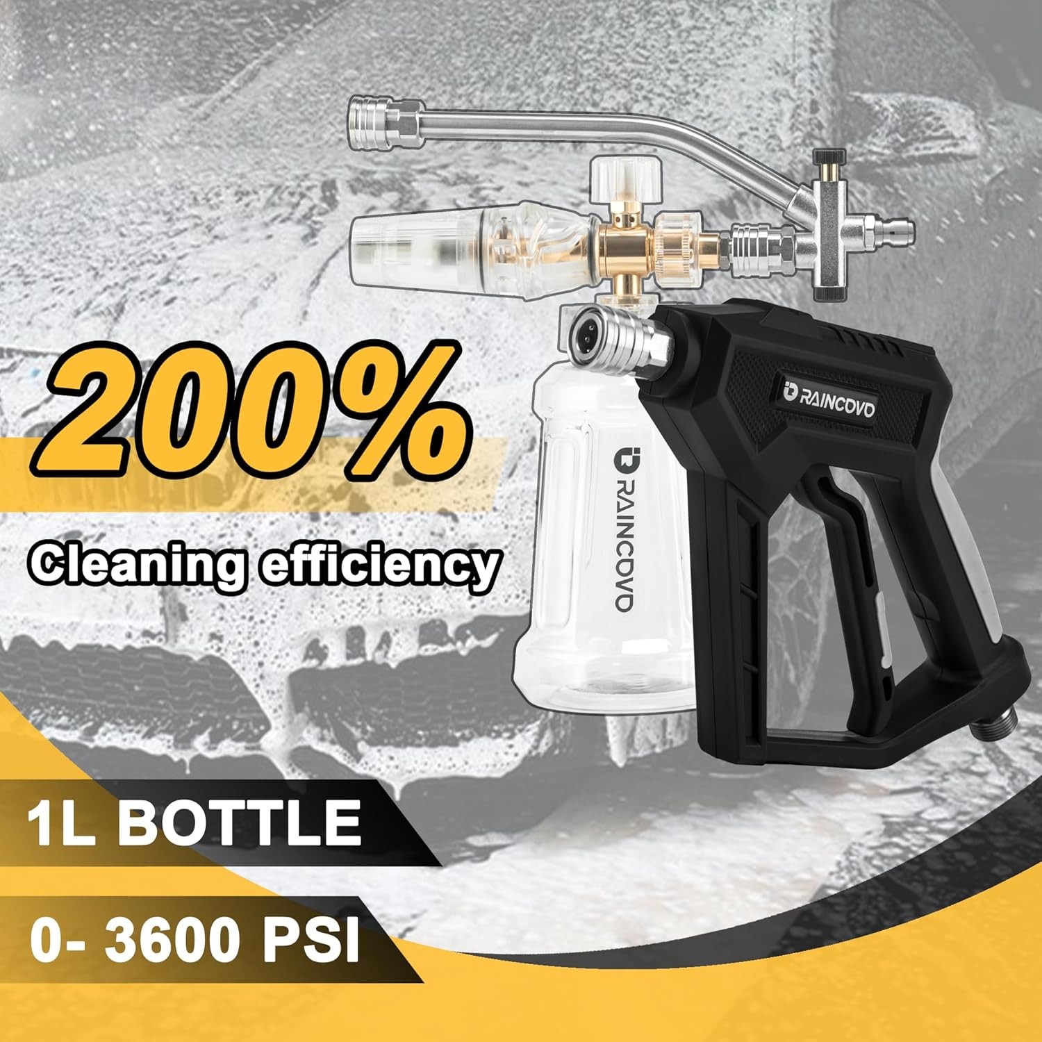Foam Cannon W/ Short Pressure Washer Gun Dual Connector Accessories Snow Soap