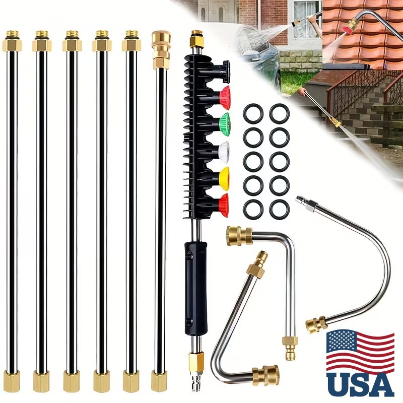 10Pcs High Pressure Washer Wand Set Water Gun Nozzle Extension Rods Set 4000PSI