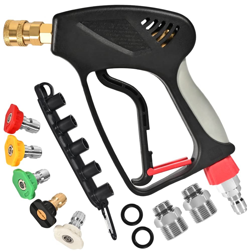 Pressure Washer Short Gun 5000 PSI 3/8 Swivel Quick Connect M2214mm/15mm 5 Tip