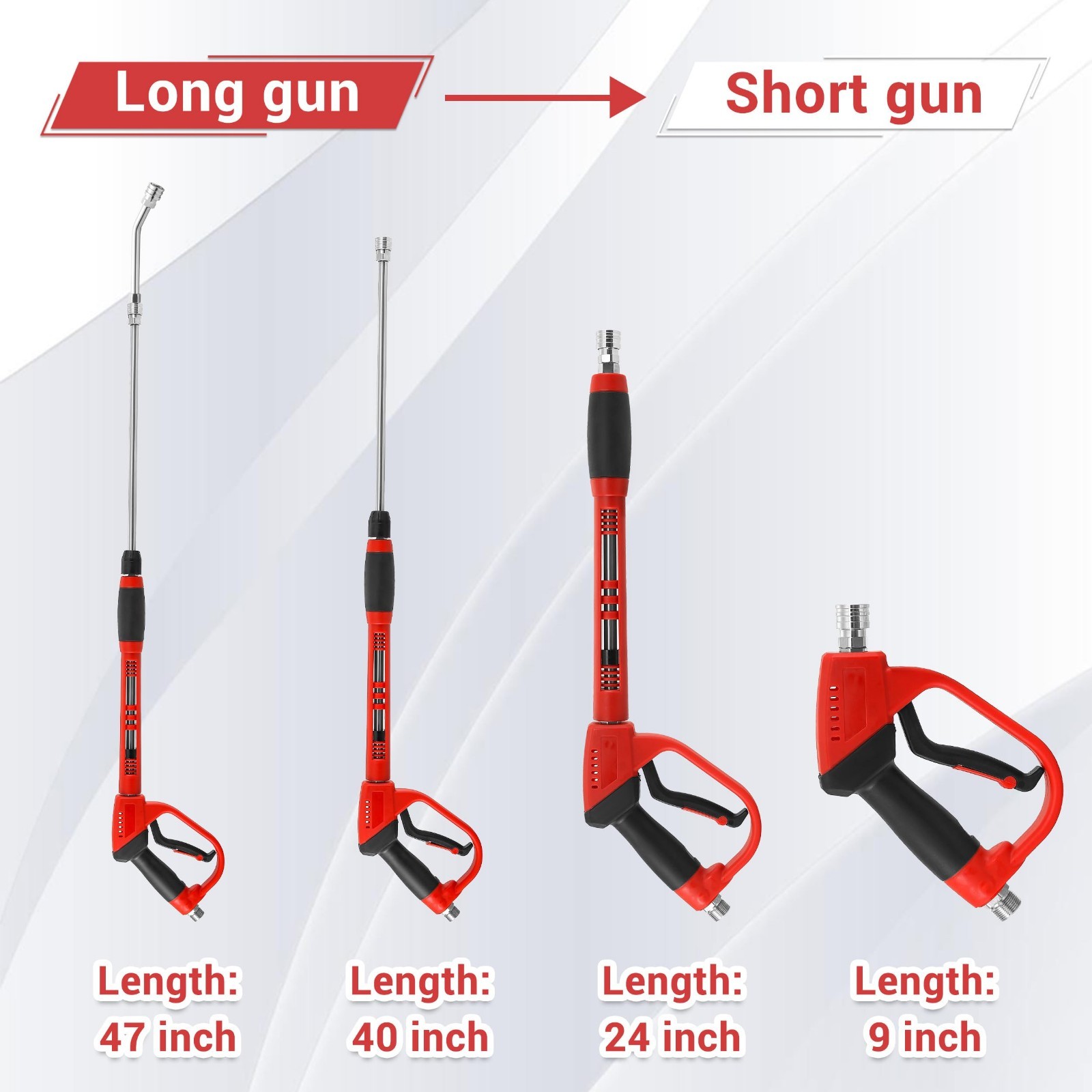 Pressure Washer Gun with Extension Wand, 30° Curved Rod, 5 Nozzle Tips, 4000 PSI