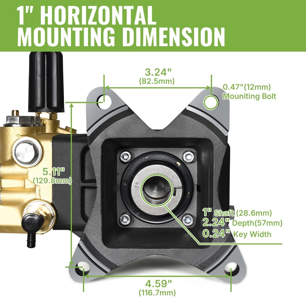 YAMATIC Horizontal Axial Pressure Washer Pump 3/4″ Shaft 2800-3400 PSI 2.5 GPM