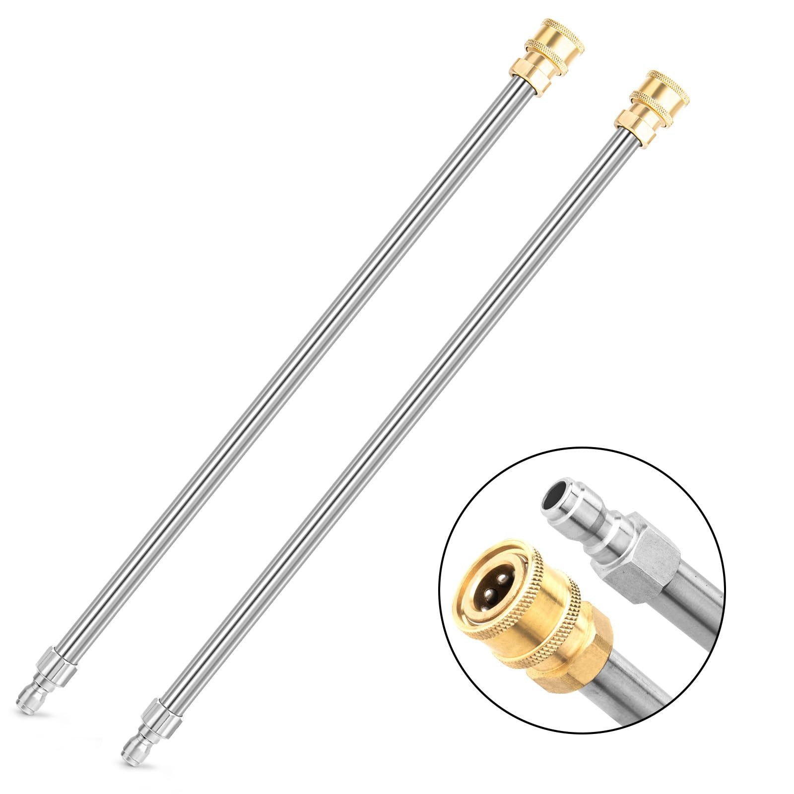 Pressure Washer Extension Wand, 2 Pack 17 Inch Stainless Steel Heavy Duty Wands