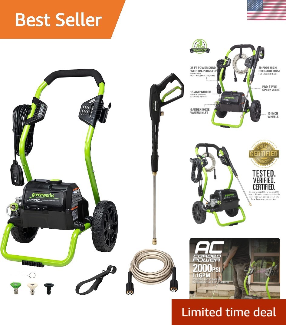 Powerful 2000 PSI Electric Washer with 35 FT Cord – Perfect for Cars & Patios