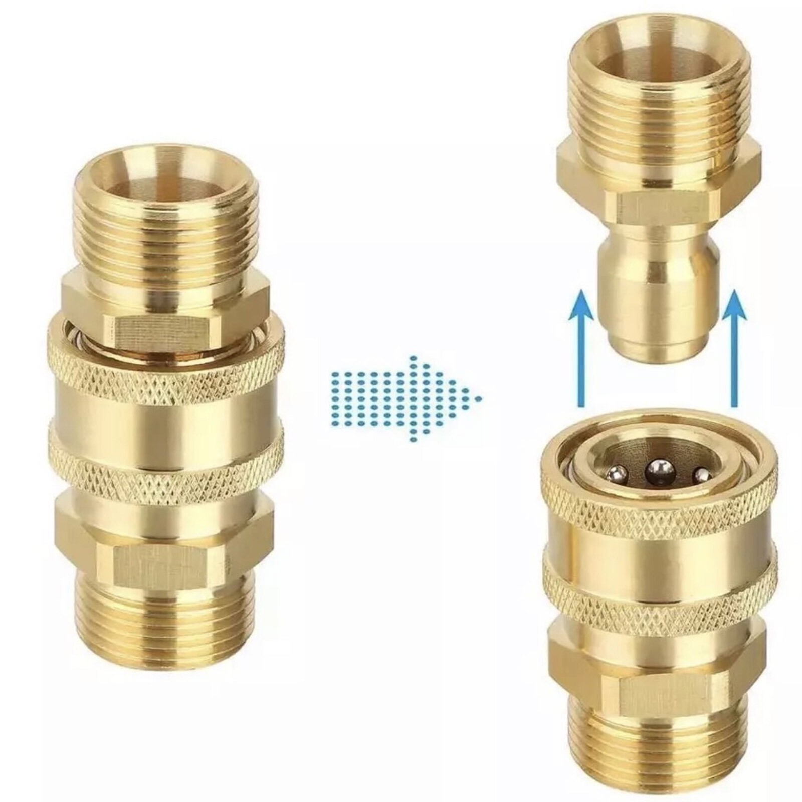 4PCS Pressure Washer Adapter Set Quick Disconnect Kit M22 Swivel 3/8” ConnectHI