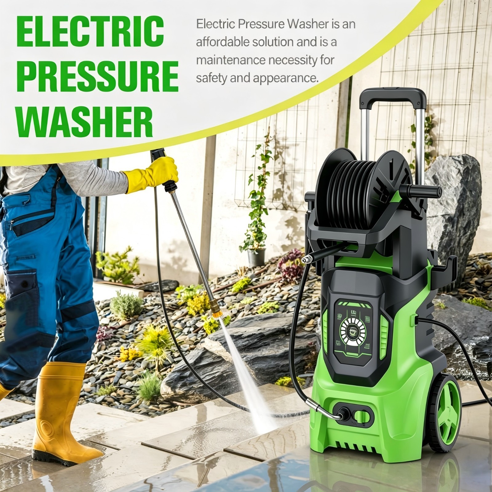 Pressure Washer 4500PSI 3.8GPM, 15-Level Touchscreen, Soap Tank, for Yard