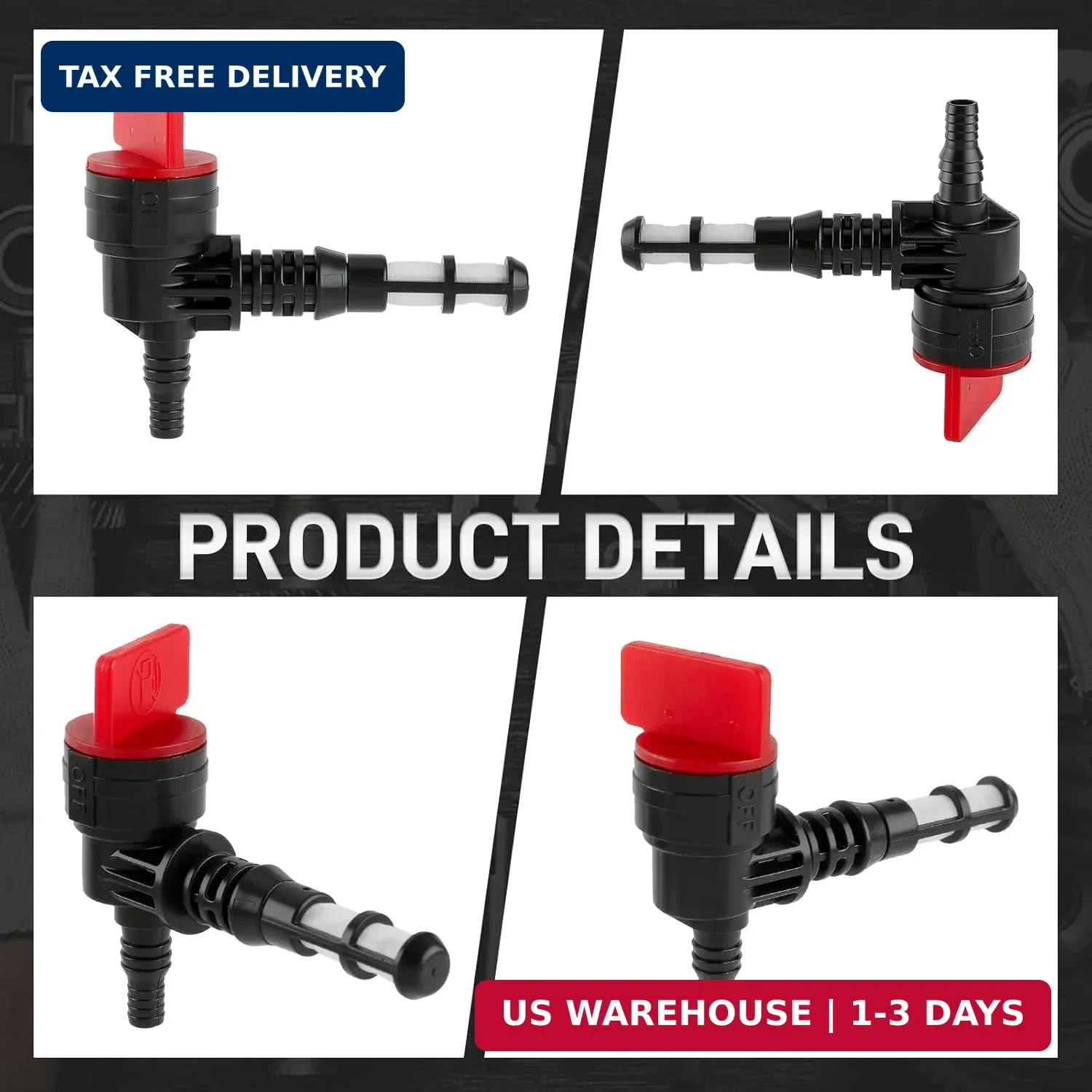 2 Pack 90 Degree Fuel Gas Shut Off Valve w/ Grommet Clamp for 192980GS 208961 fo