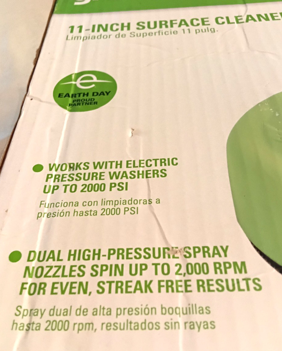 Greenworks 11″ Surface Cleaner for Electric Pressure Washer Max 2000 PSI Open Bo