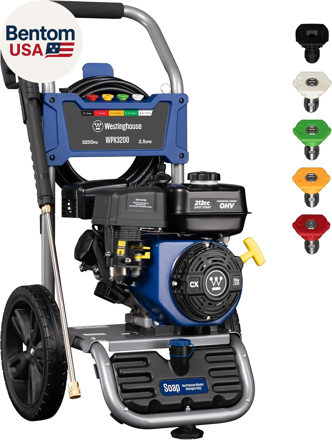 WPX3200 Gas Pressure Washer, 3200 PSI and 2.5 GPM, Onboard Soap Tank, Spray Gun