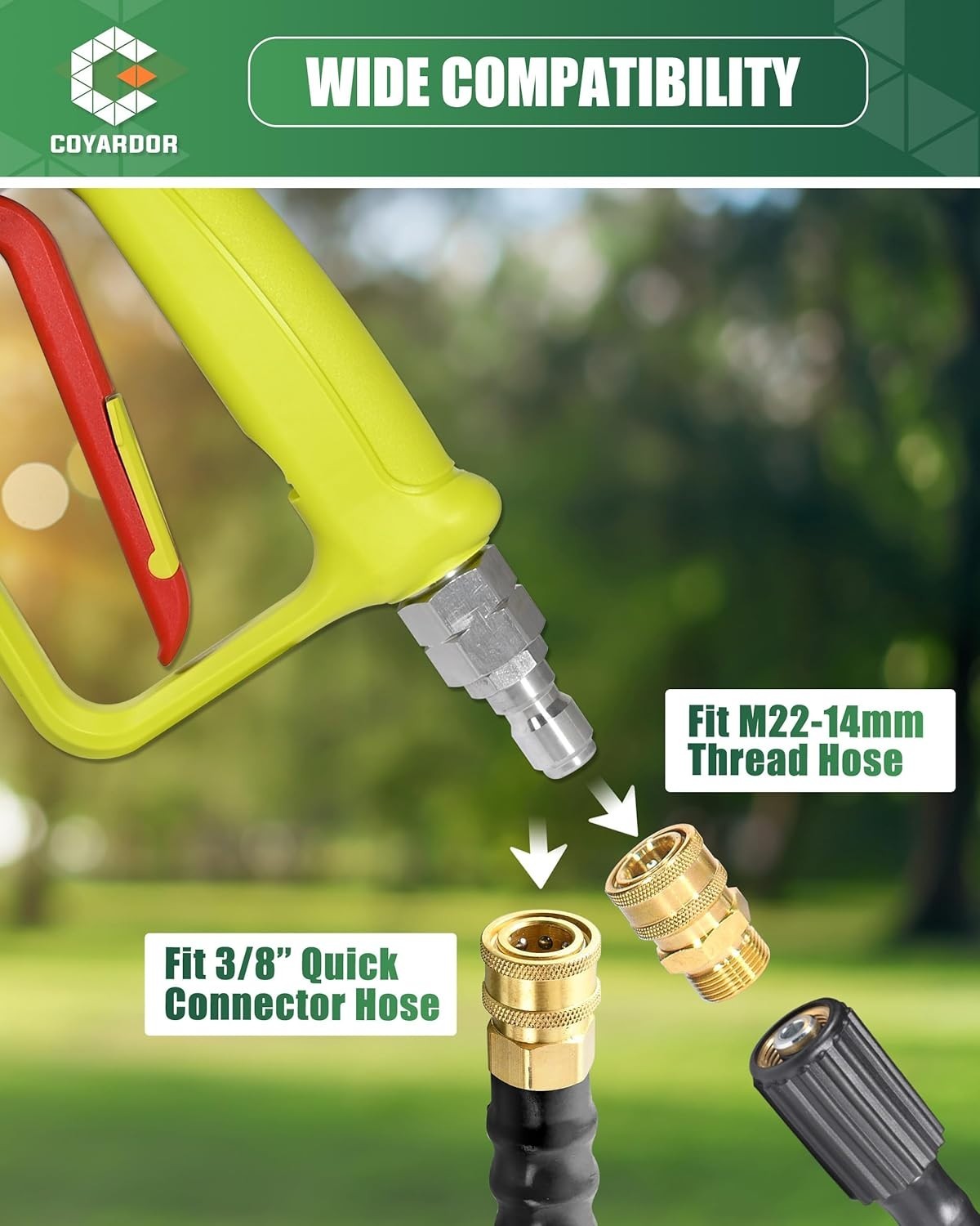 COYARDOR Pressure Washer Short Gun with Quick Connector Swivel, 4000PSI 6.8GPM
