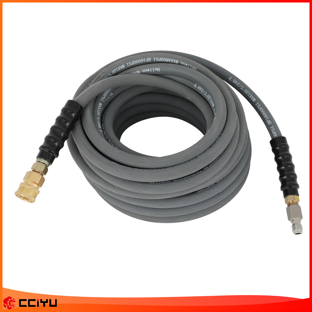 ✅50 ft 4000psi foot 3/8″ Gray Pressure Washer Hose Non-Marking With Couplers