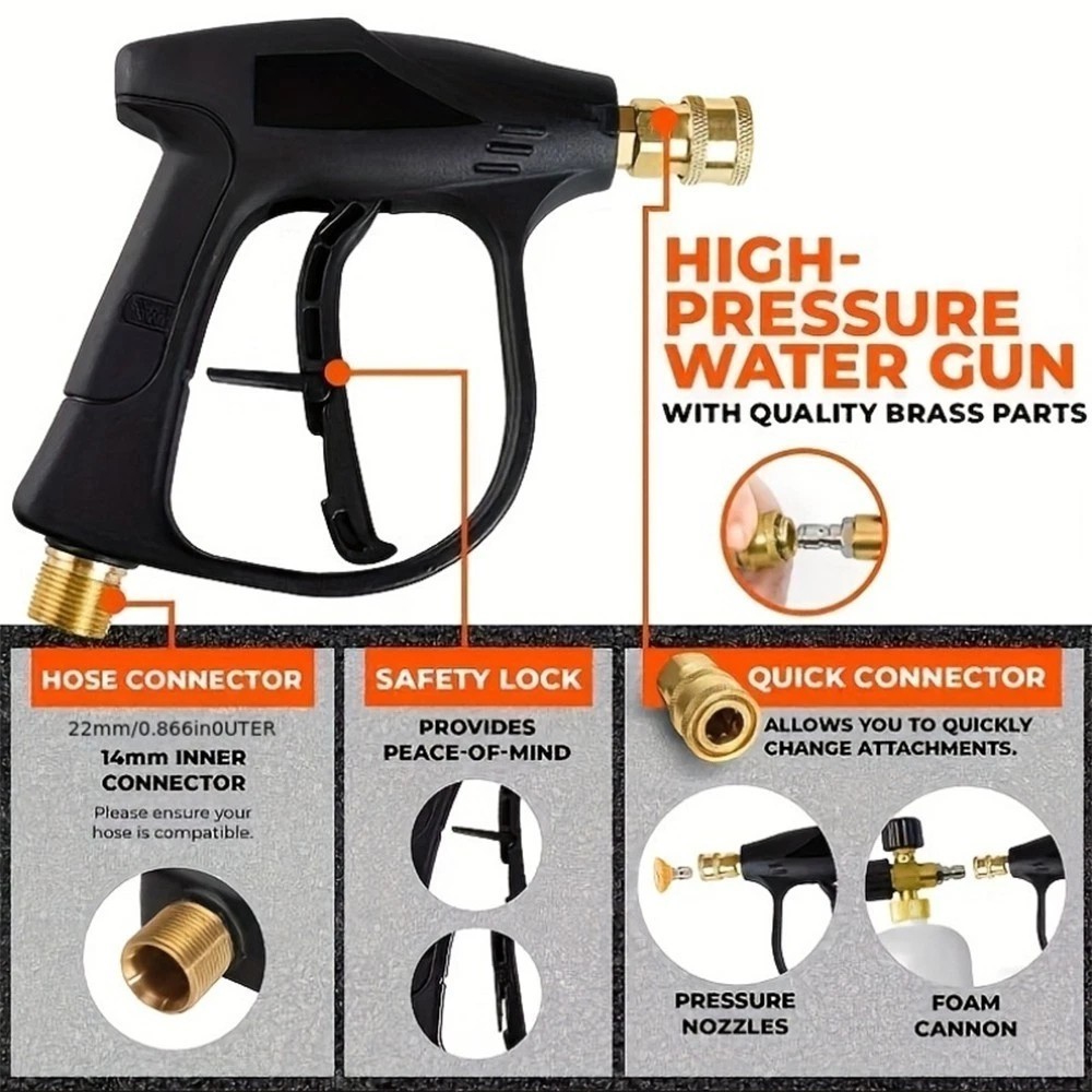 1/4″ Quick Release Snow Foam Lance Cannon Gun with 5 Nozzles Kit 1000ML Bottle