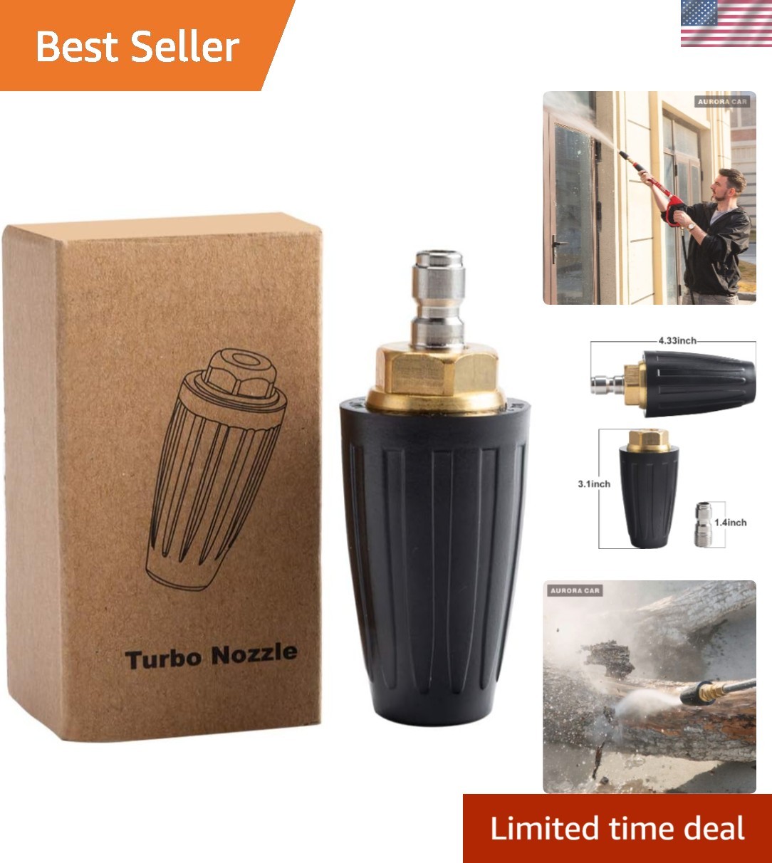 Heavy-Duty Turbo Nozzle for Pressure Washers – 4000 PSI, 1/4” Fast Connect