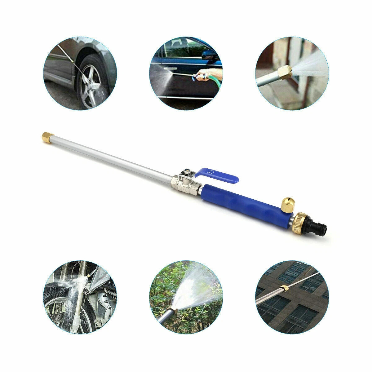 Garden Hose High Pressure Power Washer Water Spray Gun Nozzle Wand Attachment