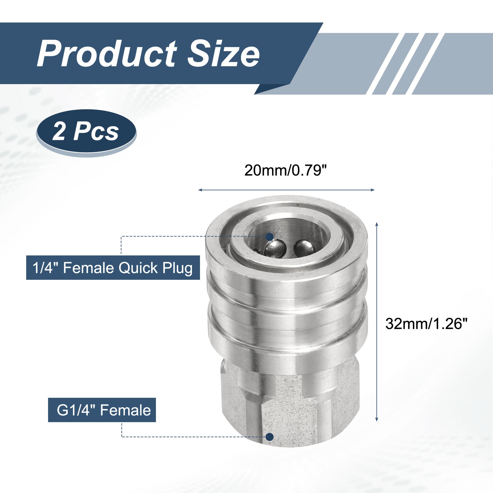 2Pcs Pressure Washer Adapter, 1/4″ Female Quick Plug to G1/4″ Female