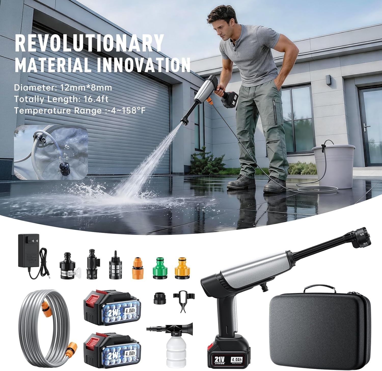 Cordless Pressure Washer for M Battery, Portable Cordless Power Wash