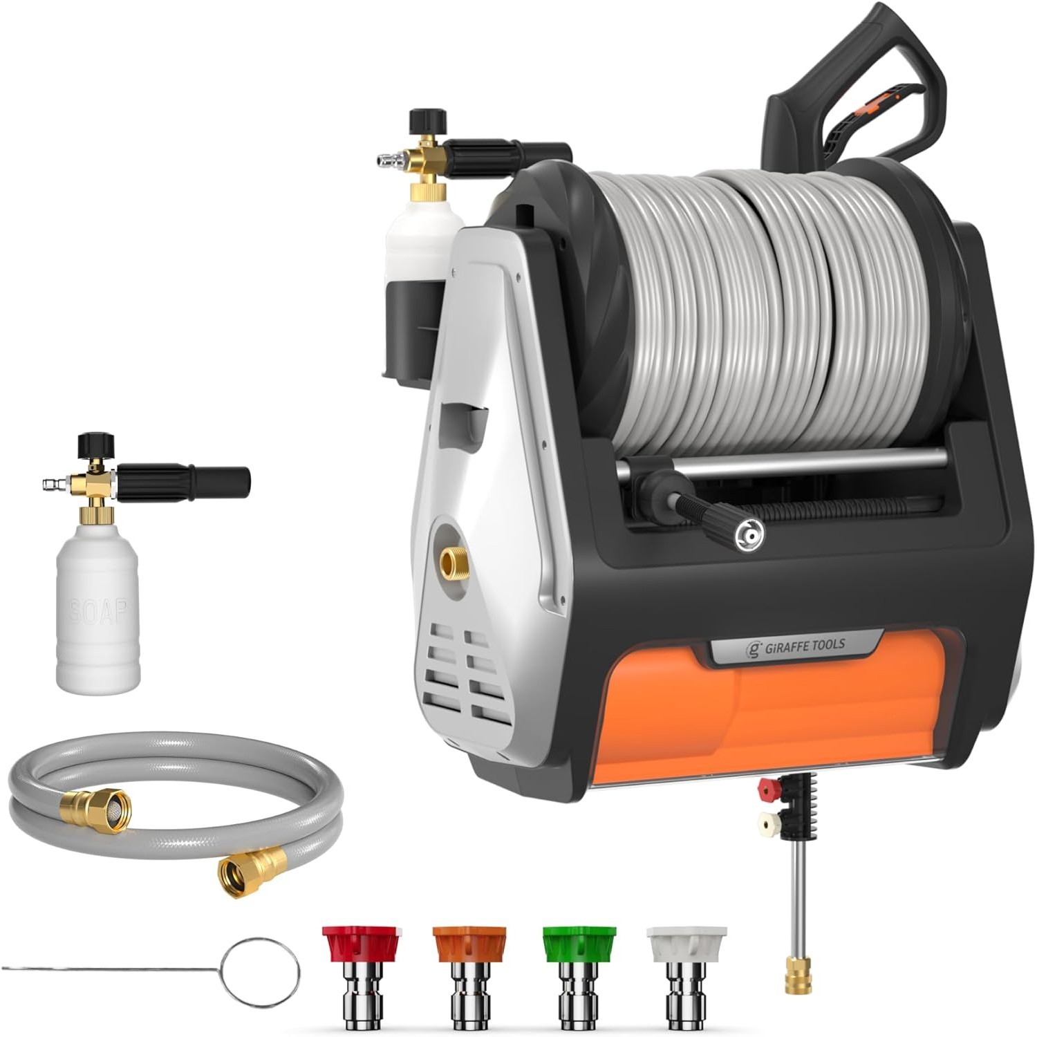Giraffe Tools Grandfalls Pressure Washer PRO 100FT Retractable Hose Max 3700 PSI