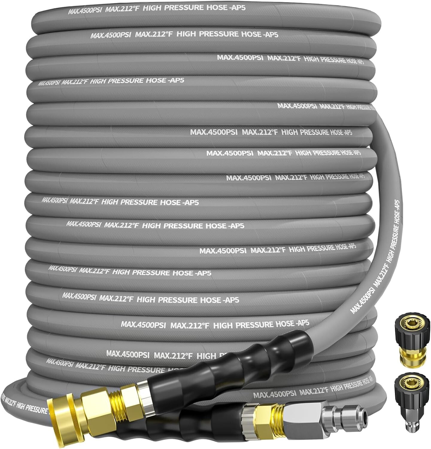 75FT 3/8″ Pressure Washer Hose 4500PSI 2-Braid Hot Water Hose Swivel QC Adapter
