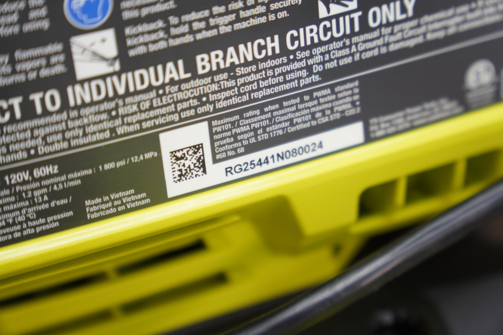 RYOBI 1.2GPM Electric Pressure Washer (1800 PSI) RY141803