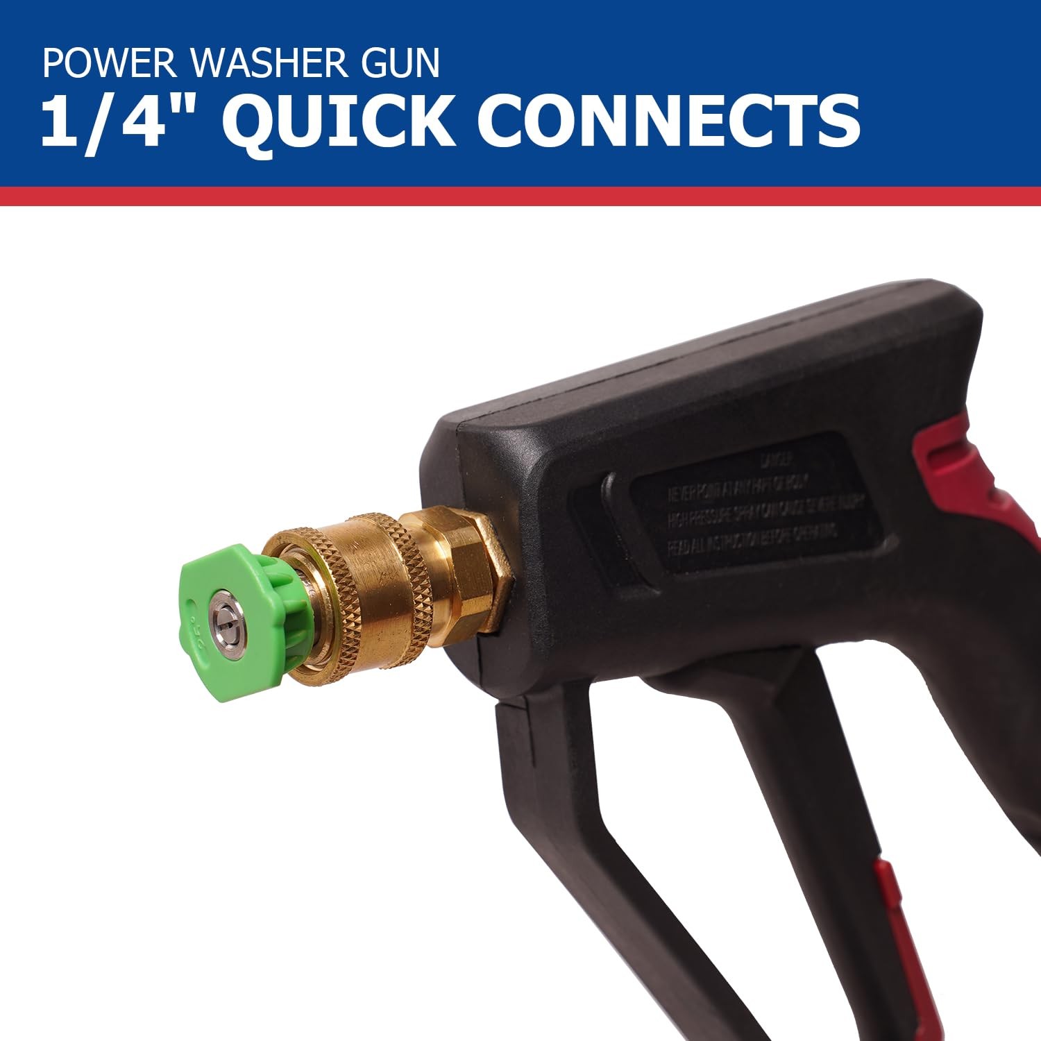 Short Pressure Washer Gun with Swivel – 3/8″ Inlet & 1/4″ Outlet Quick Connec…