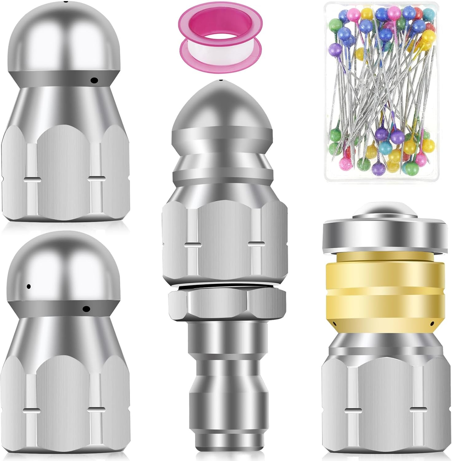 6Pcs Sewer Jetter Nozzle for Pressure Washer, 5000PSI Max Stainless Steel Sewer