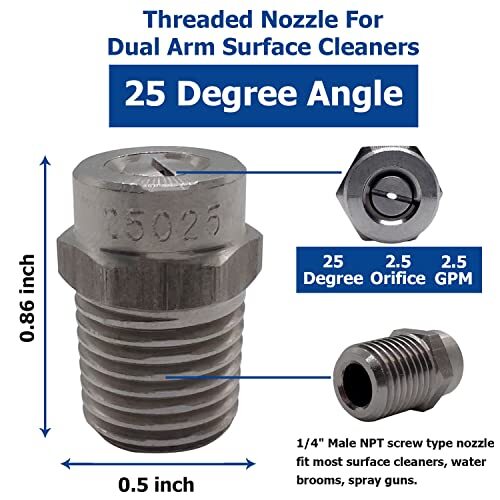 SOLIVEDE 25025 Surface Cleaner Tips for Pressure Washer Nozzles with 2.5 Orif…
