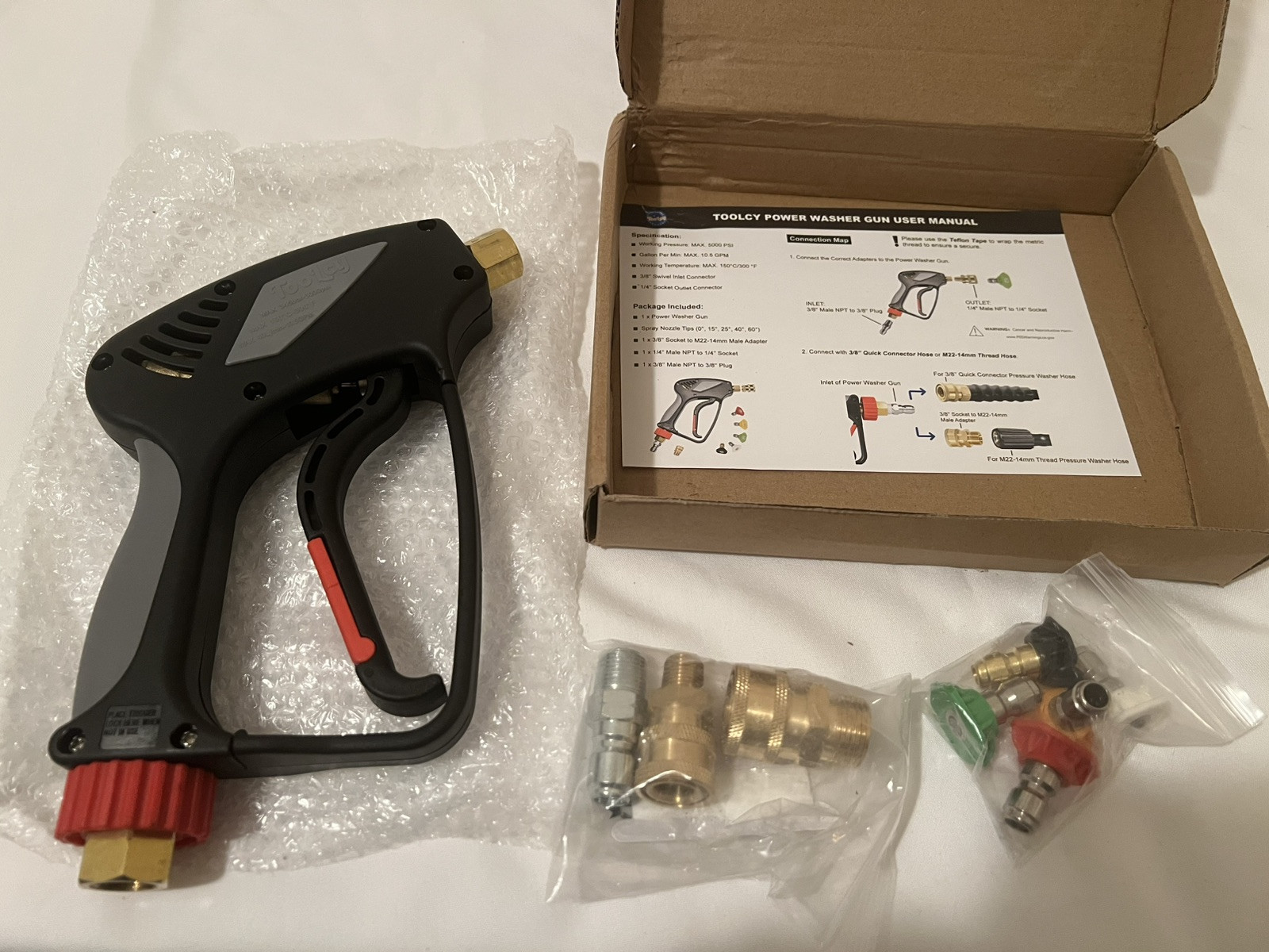 TOOLCY Pressure Washer Short Gun, Commercial 5000 PSI / 10.5 GPM with Nozzle
