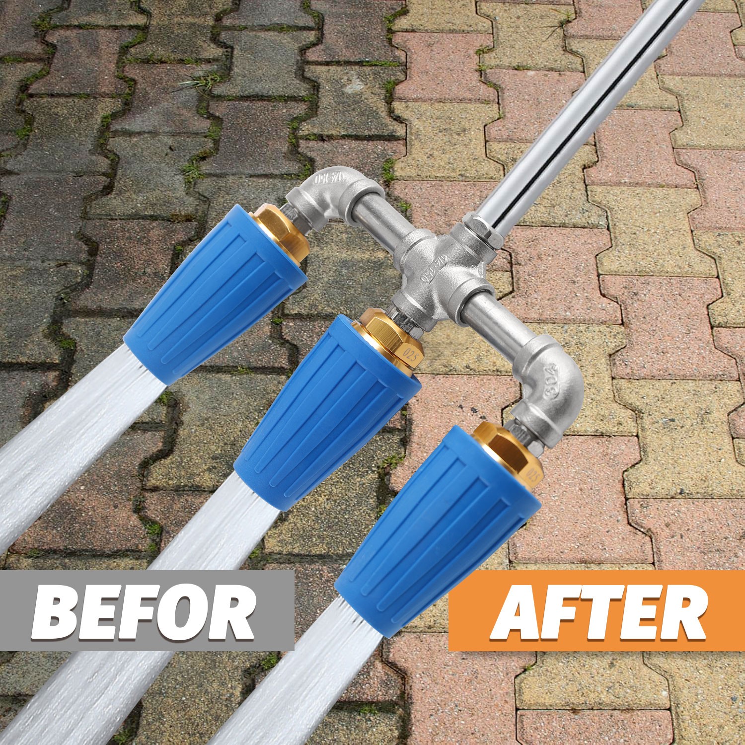 High Pressure Washer Nozzle 360° Rotating Triple Turbo 1/4″ 4000 PSI Auto Garden