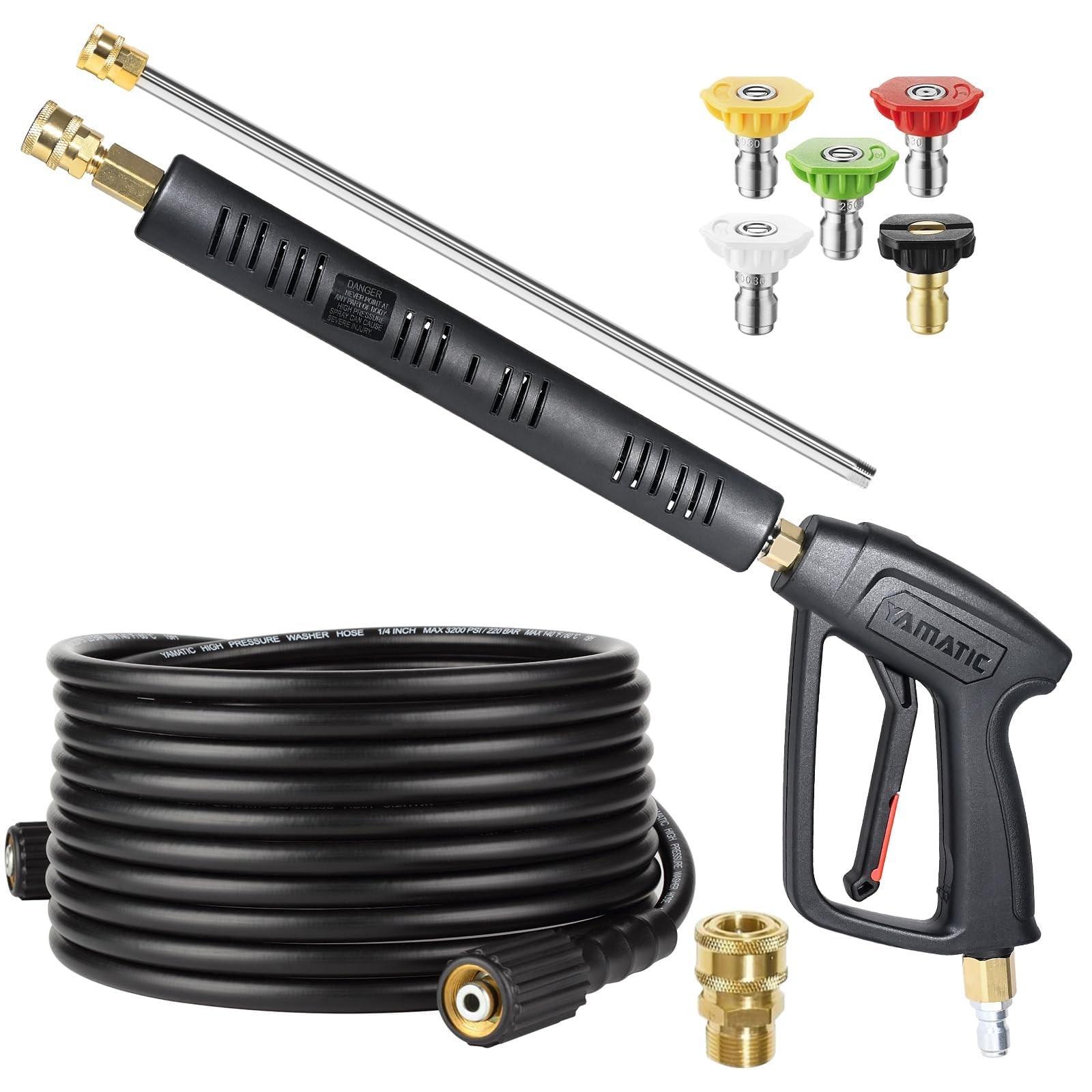 Pressure Washer Gun and Hose Kit, 25 FT Kink Resistant Power Washer Hose and …