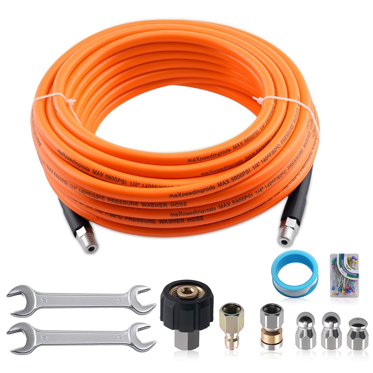 50FT 5800PSI Pressure Washer Sewer Jetter Drain Cleaning Equipment Kit