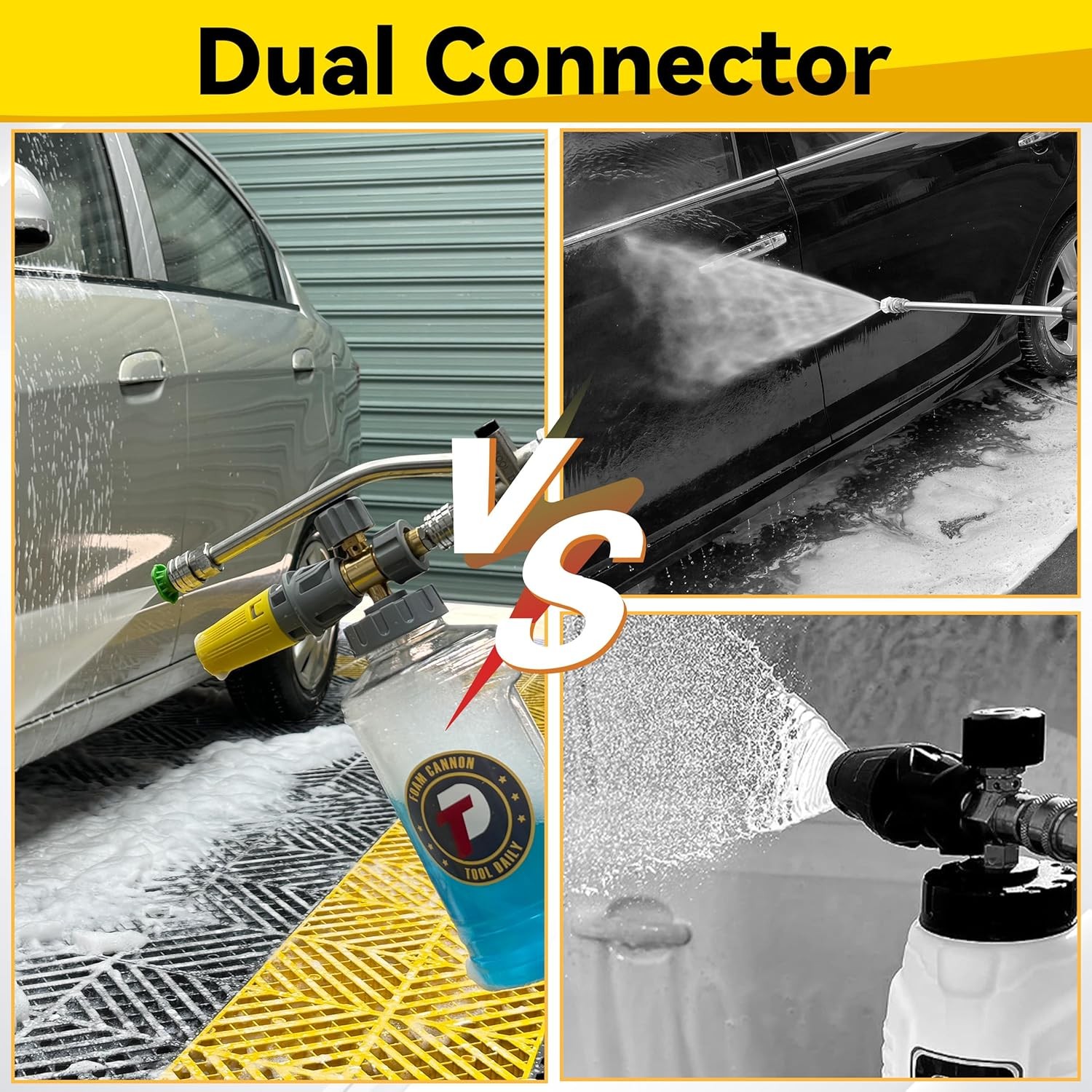 Tool Daily Foam Cannon with Pressure Washer Gun, Dual Connector Accessory, Power
