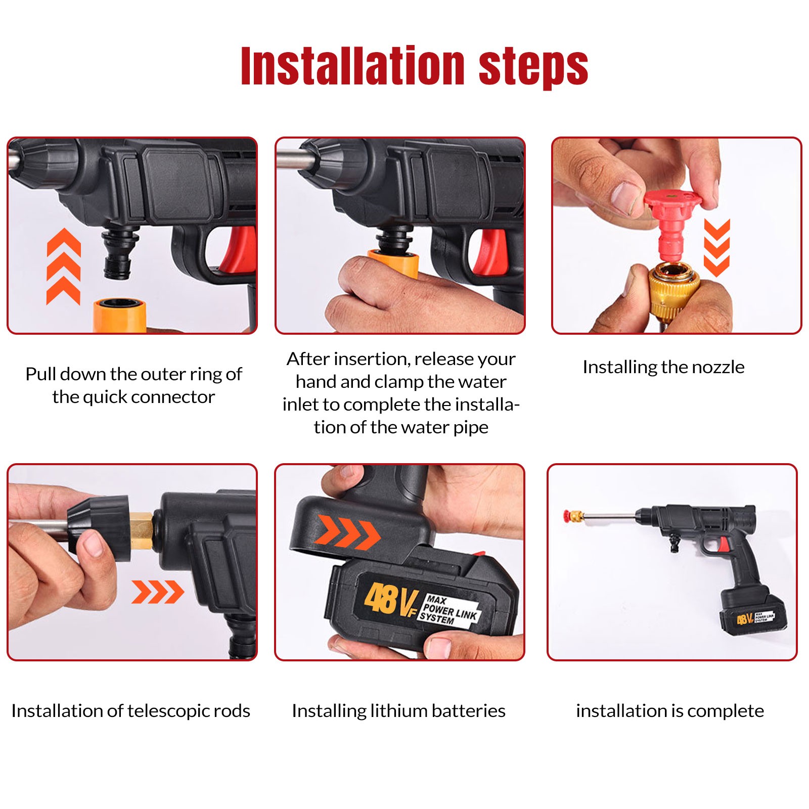 Portable Cordless Electric High Pressure Water Spray Gun Car Washer Cleaner Tool
