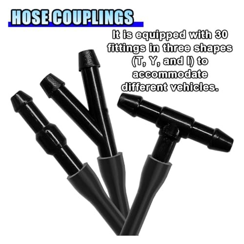 Universal Car Windshield Washer Hose Kit, 4M/13Ft Rubber Washer Fluid 31PCS