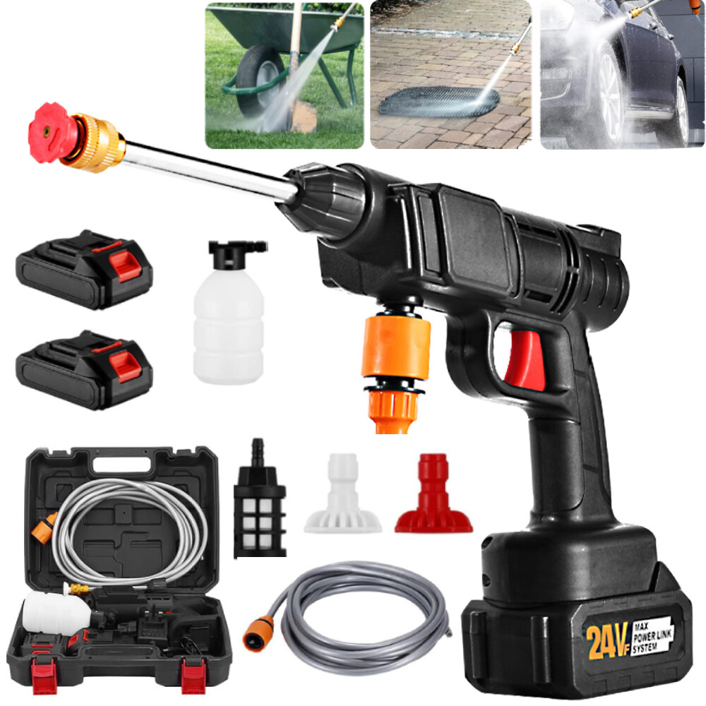 High Pressure Power Water Sprayer Gun Hose Nozzle Car Clean Washer +2 Battaries