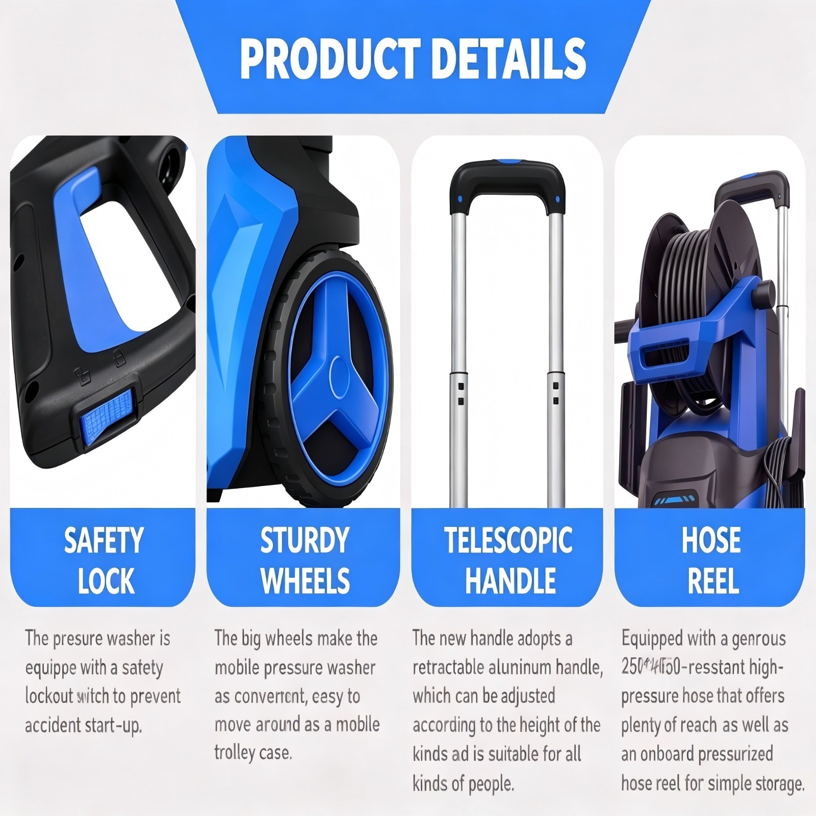 Electric Pressure Washer 5000PSI 2.65GPM, 15 Level Adjustable Touch Screen