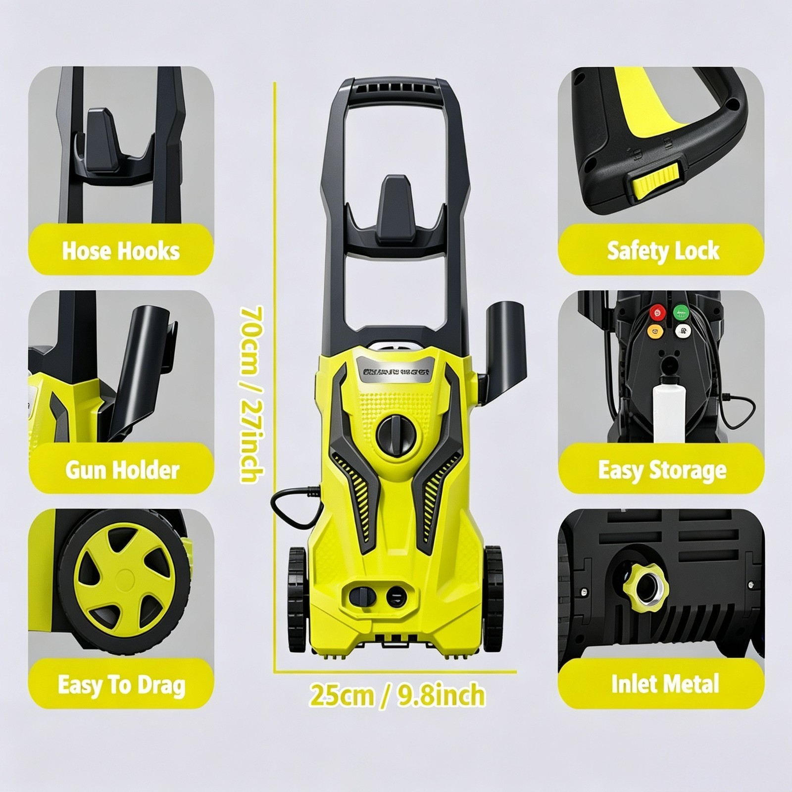 Pressure Washer 4200PSI 2.5GPM, Foam Cannon, Stainless Steel Lance, for Car