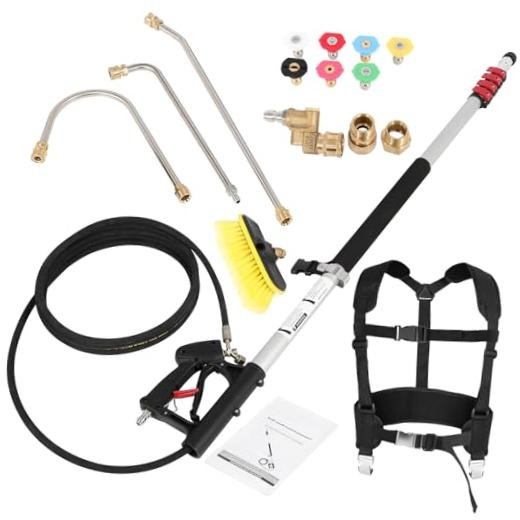 Telescoping Pressure Washer Wand 24FT, 24FT Pressure Wand with Brush Head