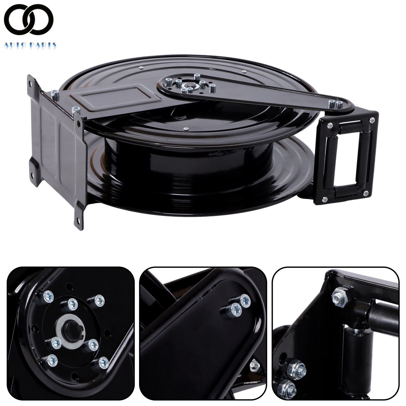 3/8″×50 FT Steel High Pressure Washer Hose Reel with Swivel Arm 4000 PSI