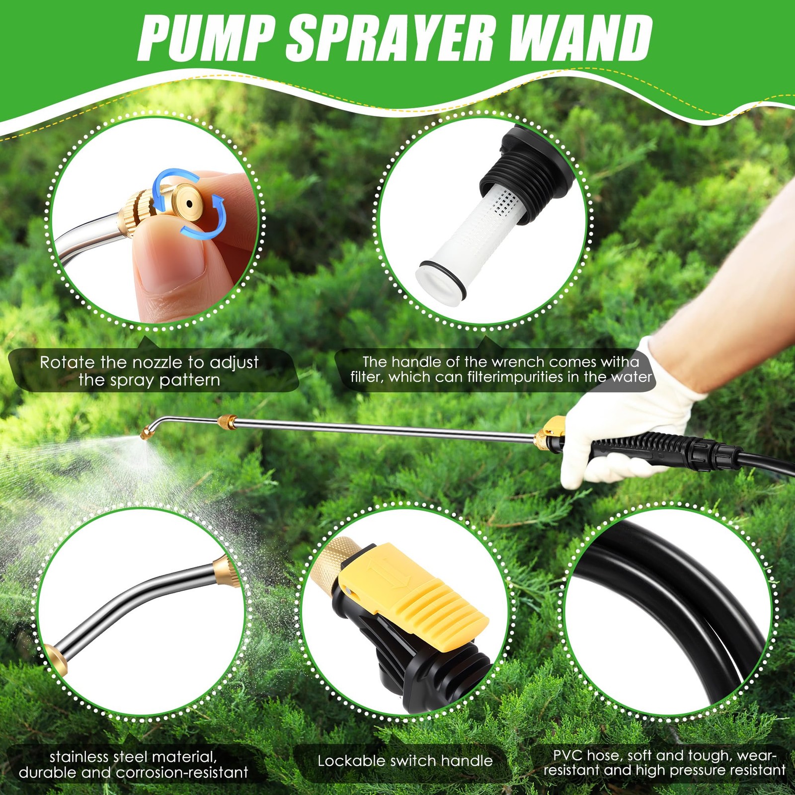 Enhon Replacement Sprayer Wand Compatible with Ryobi P2803 P2800, 29″, Yellow